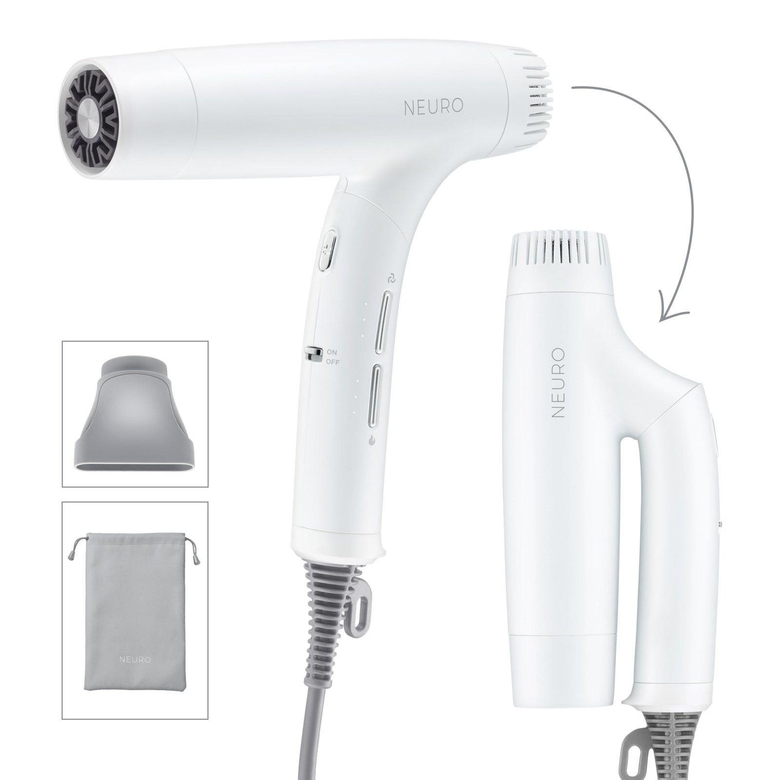 611tnTvfq0L Paul Mitchell Neuro Dry+ Hair Dryer, Dual Voltage, Travel Bag, Pearlescent White - Image 1