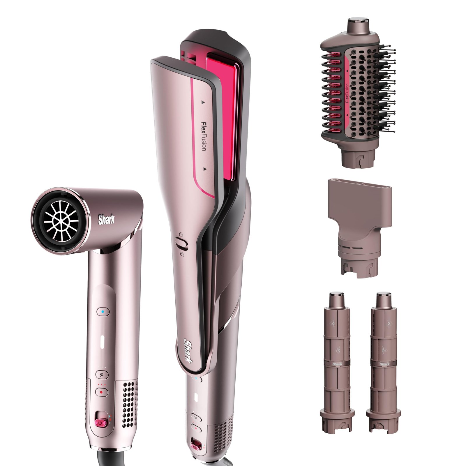 712lAQHIq8L Shark FlexFusion Ceramic Air Styler, Straightener+Curler, Blush, HD641S - Image 1