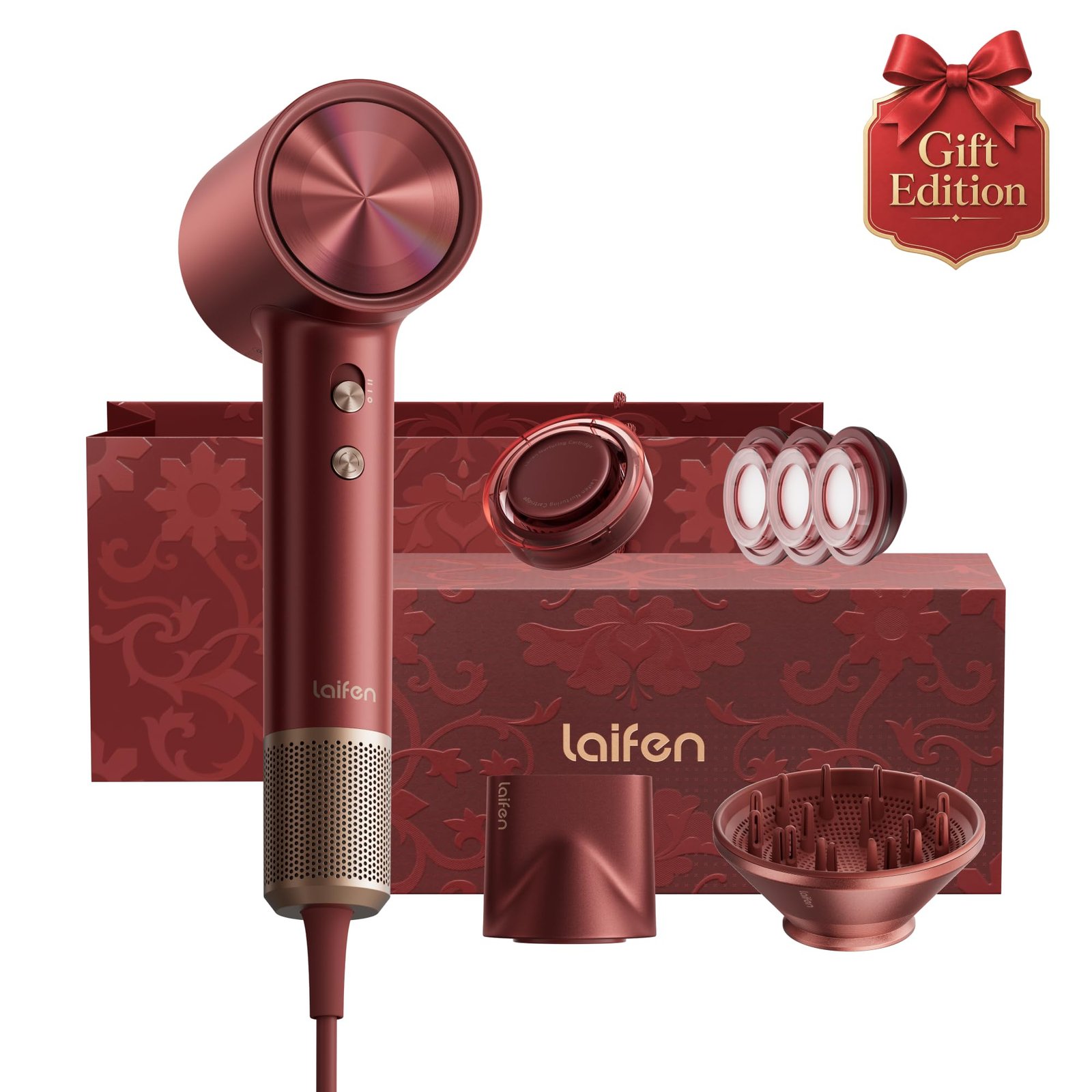 71lWJOpQSnL Laifen Swift 4 High-Speed Ionic Hair Dryer with Diffuser, Polished Burgundy - Image 1